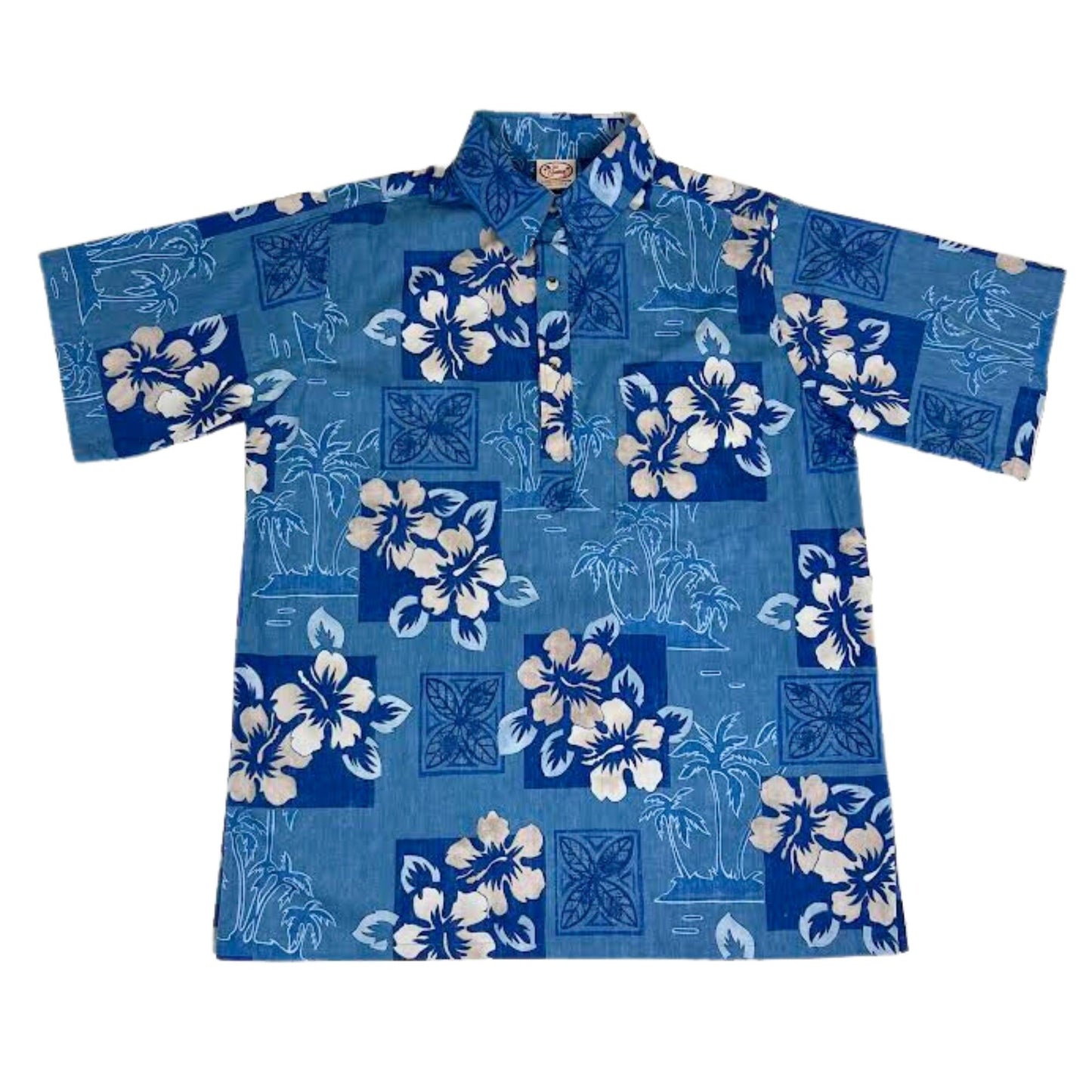 Palm Blocks Pullover (Blue)